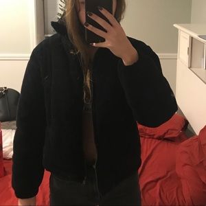 Black corduroy puffer jacket